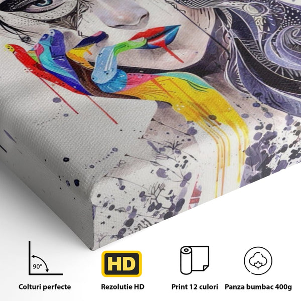 Tablou Canvas Premium LuxCanva® A1340, Minjae Lee , Living, Abstract, Colorat, Fata, Decorativ, Graffiti, Studio, Culori Vibrante