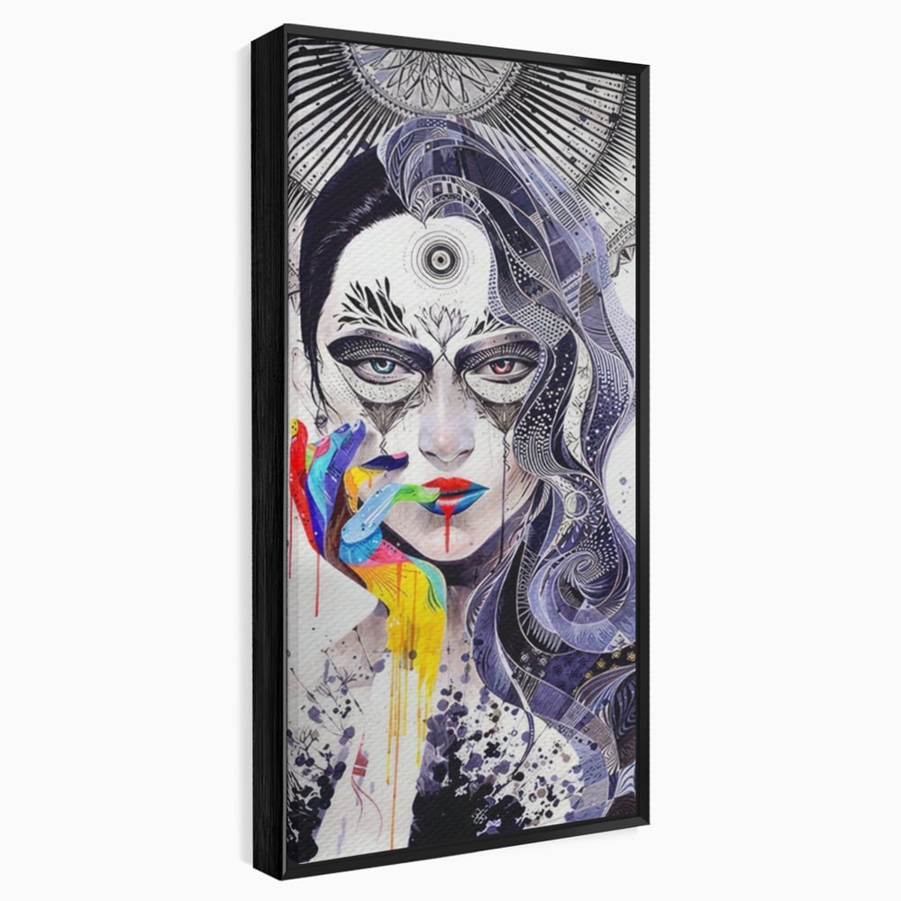 Tablou Canvas Premium LuxCanva® A1340, Minjae Lee , Living, Abstract, Colorat, Fata, Decorativ, Graffiti, Studio, Culori Vibrante