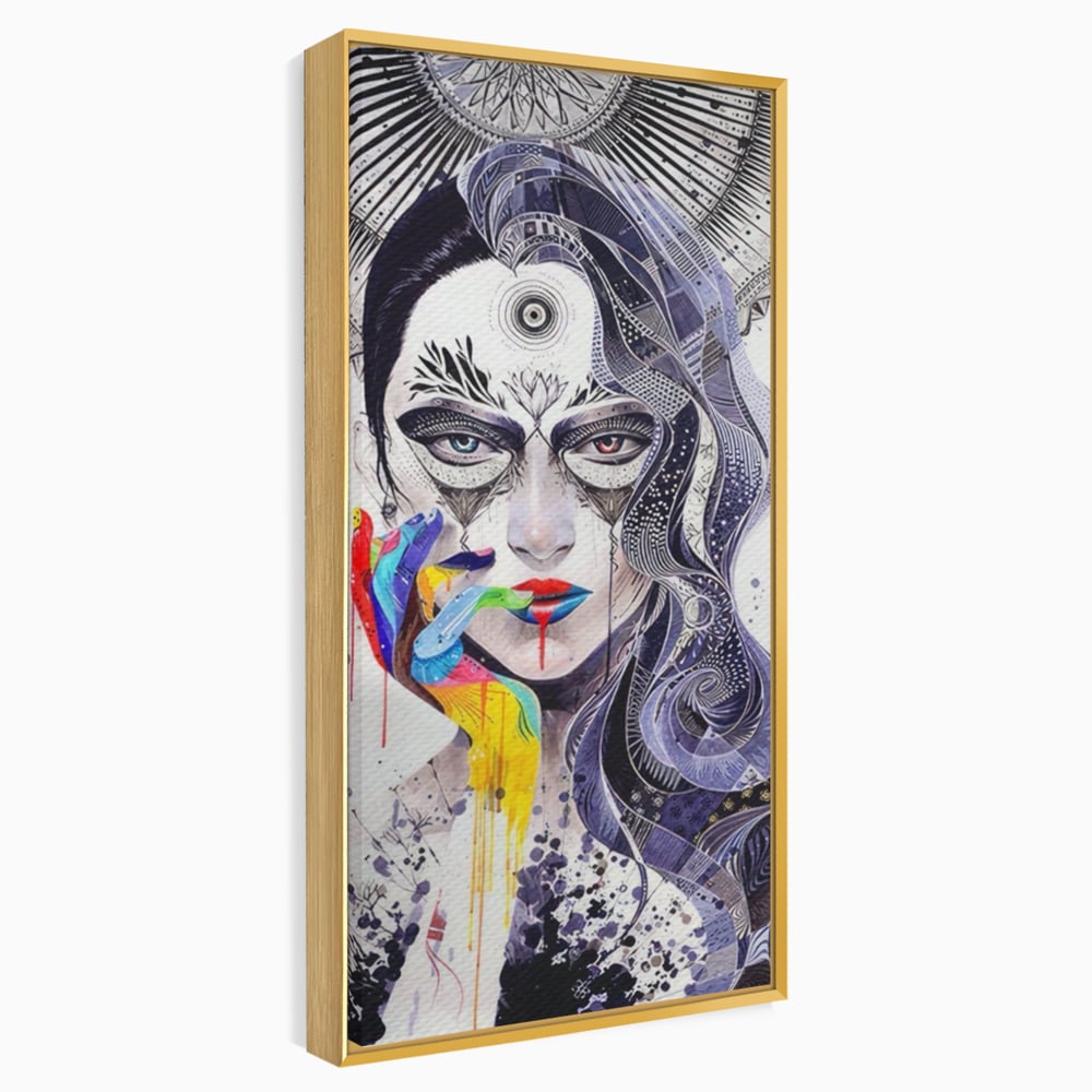 Tablou Canvas Premium LuxCanva® A1340, Minjae Lee , Living, Abstract, Colorat, Fata, Decorativ, Graffiti, Studio, Culori Vibrante