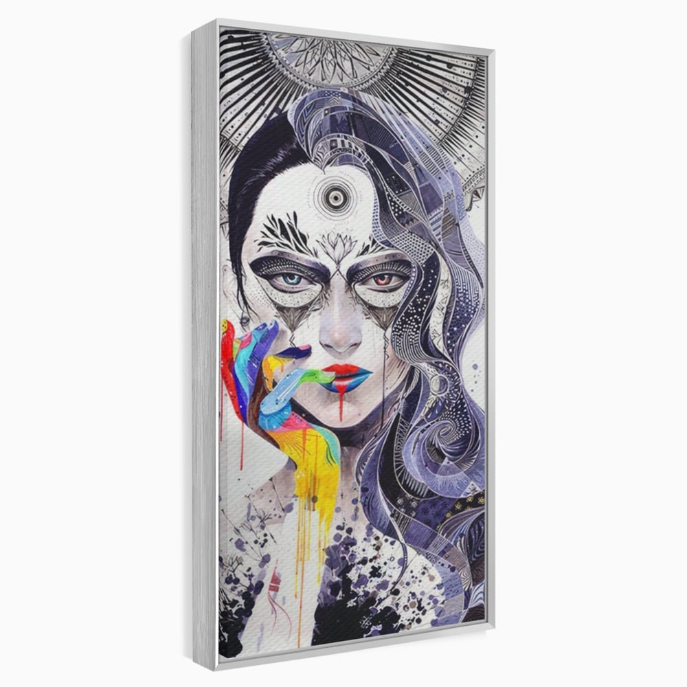 Tablou Canvas Premium LuxCanva® A1340, Minjae Lee , Living, Abstract, Colorat, Fata, Decorativ, Graffiti, Studio, Culori Vibrante