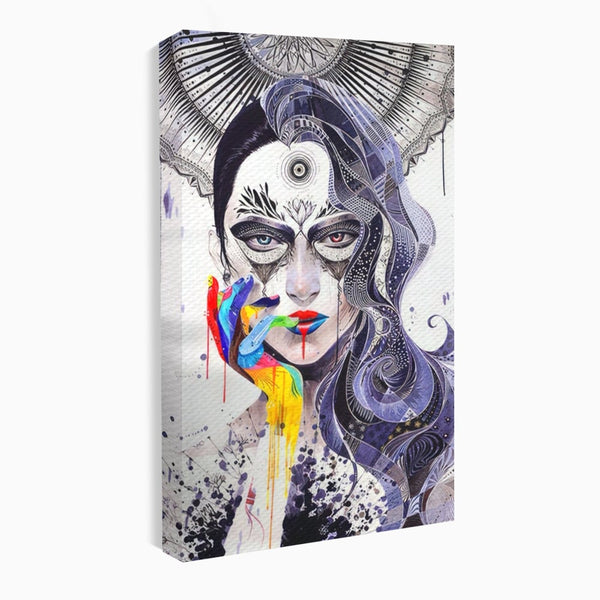 Tablou Canvas Premium LuxCanva® A1340, Minjae Lee , Living, Abstract, Colorat, Fata, Decorativ, Graffiti, Studio, Culori Vibrante