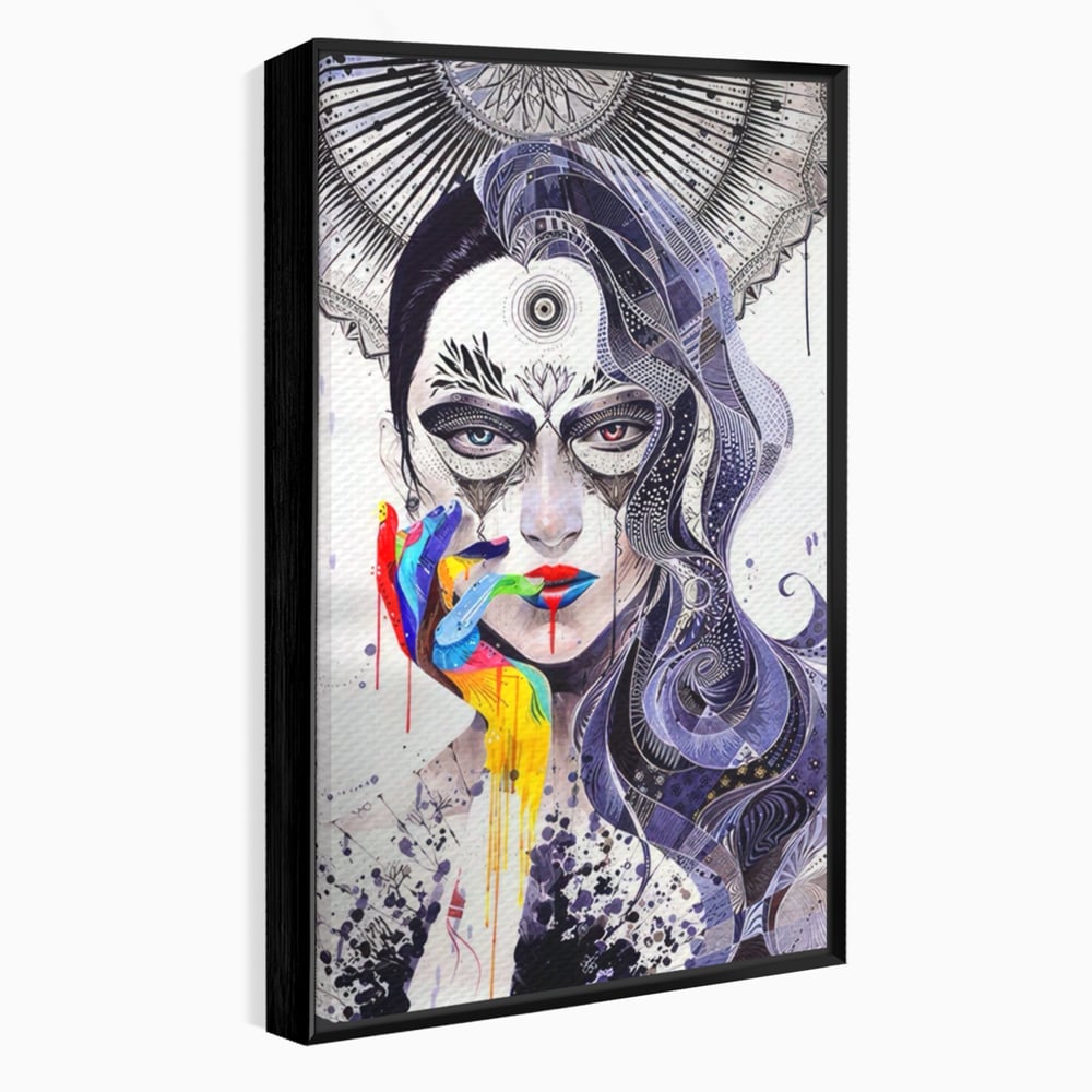 Tablou Canvas Premium LuxCanva® A1340, Minjae Lee , Living, Abstract, Colorat, Fata, Decorativ, Graffiti, Studio, Culori Vibrante