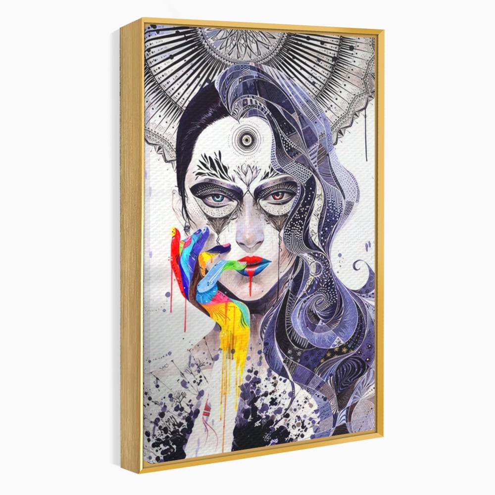 Tablou Canvas Premium LuxCanva® A1340, Minjae Lee , Living, Abstract, Colorat, Fata, Decorativ, Graffiti, Studio, Culori Vibrante