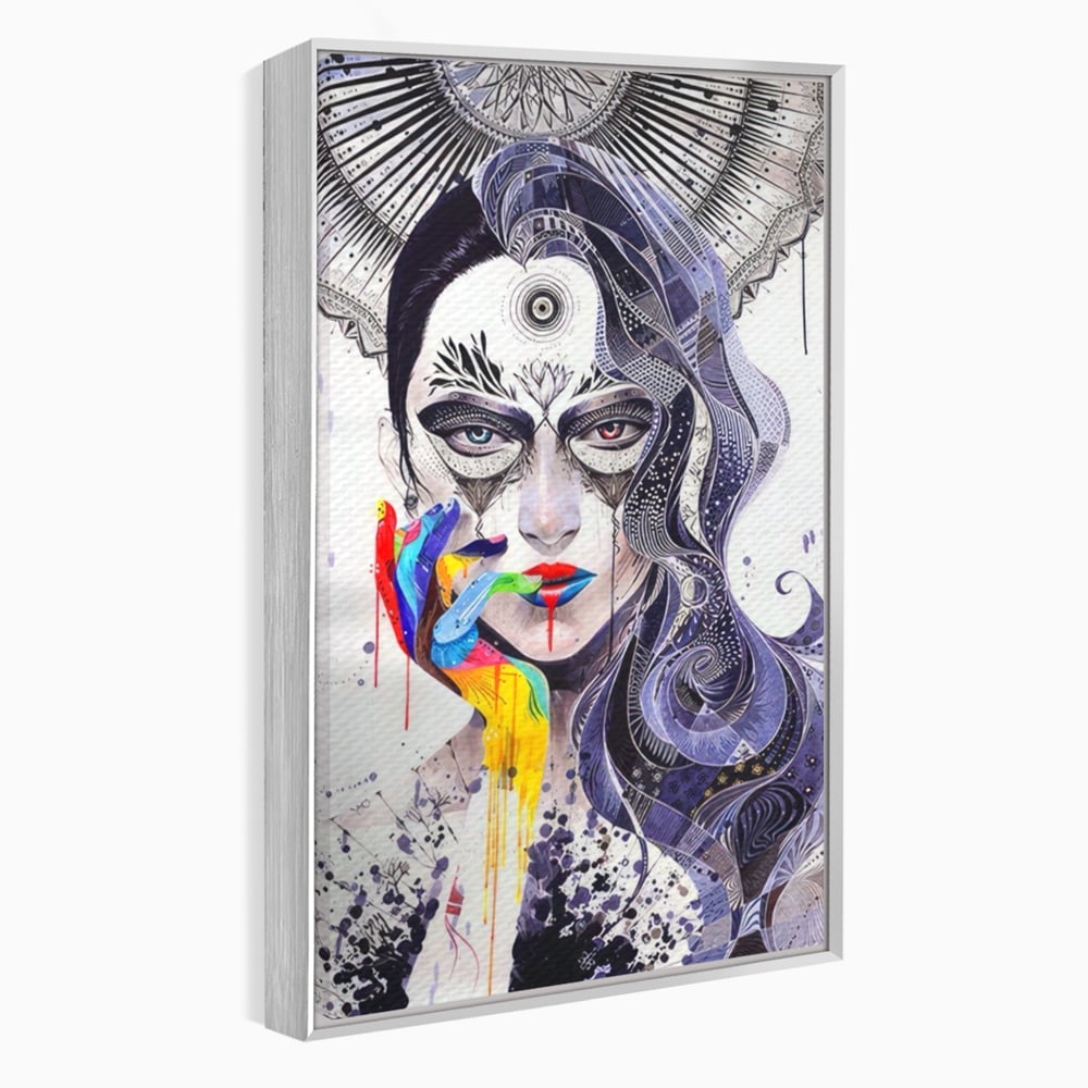 Tablou Canvas Premium LuxCanva® A1340, Minjae Lee , Living, Abstract, Colorat, Fata, Decorativ, Graffiti, Studio, Culori Vibrante