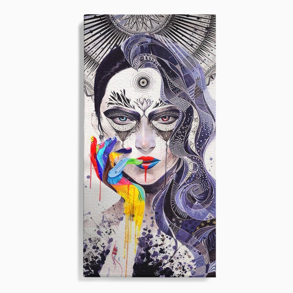 Tablou Canvas Premium LuxCanva® A1340, Minjae Lee , Living, Abstract, Colorat, Fata, Decorativ, Graffiti, Studio, Culori Vibrante