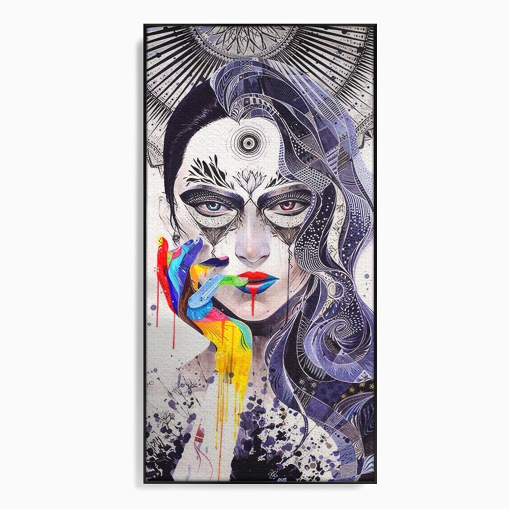 Tablou Canvas Premium LuxCanva® A1340, Minjae Lee , Living, Abstract, Colorat, Fata, Decorativ, Graffiti, Studio, Culori Vibrante