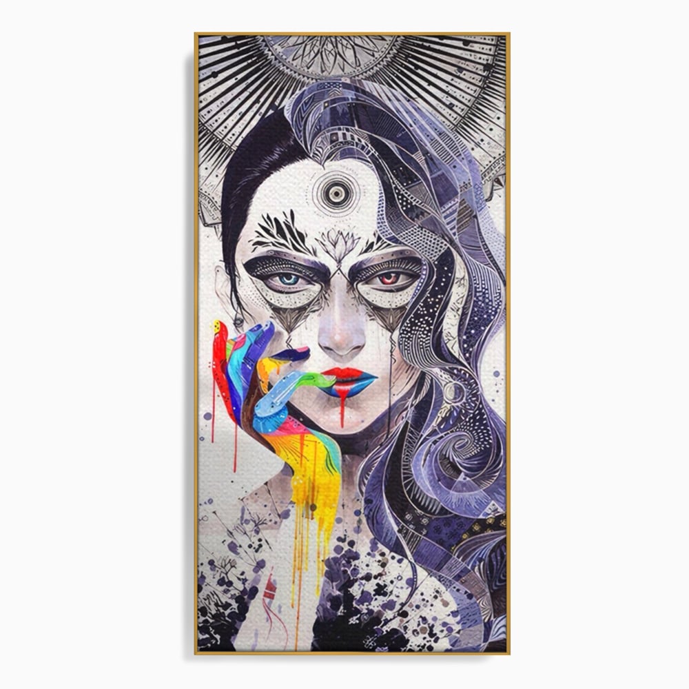 Tablou Canvas Premium LuxCanva® A1340, Minjae Lee , Living, Abstract, Colorat, Fata, Decorativ, Graffiti, Studio, Culori Vibrante