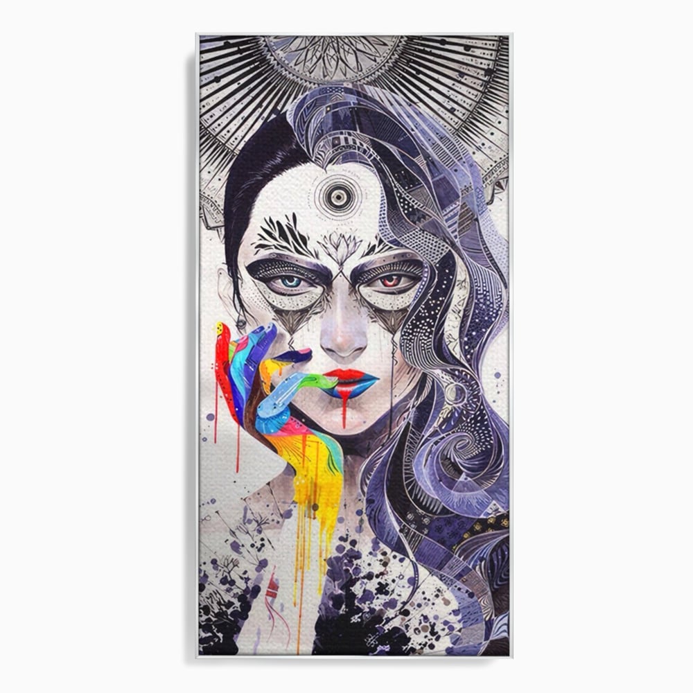 Tablou Canvas Premium LuxCanva® A1340, Minjae Lee , Living, Abstract, Colorat, Fata, Decorativ, Graffiti, Studio, Culori Vibrante