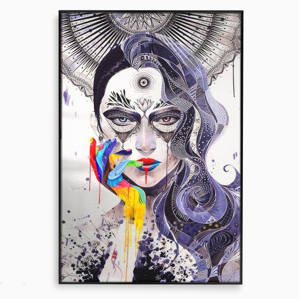 Tablou Canvas Premium LuxCanva® A1340, Minjae Lee , Living, Abstract, Colorat, Fata, Decorativ, Graffiti, Studio, Culori Vibrante