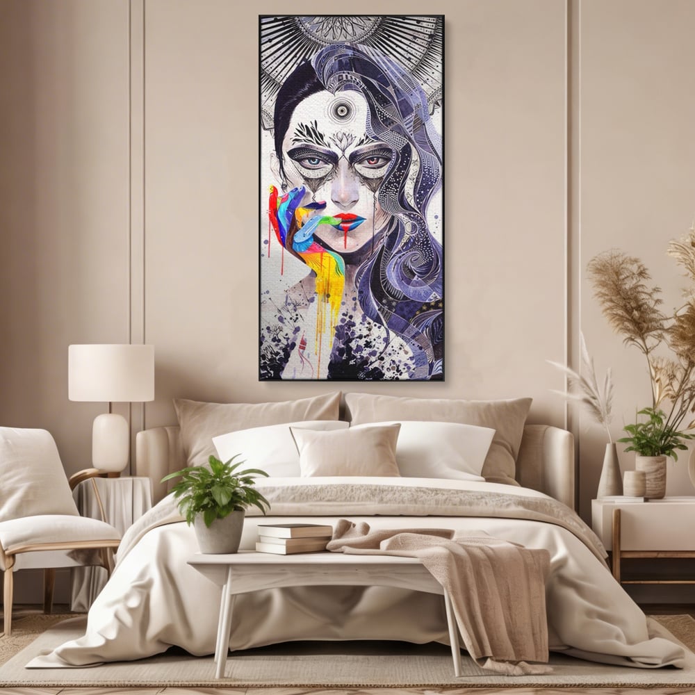 Tablou Canvas Premium LuxCanva® A1340, Minjae Lee , Living, Abstract, Colorat, Fata, Decorativ, Graffiti, Studio, Culori Vibrante