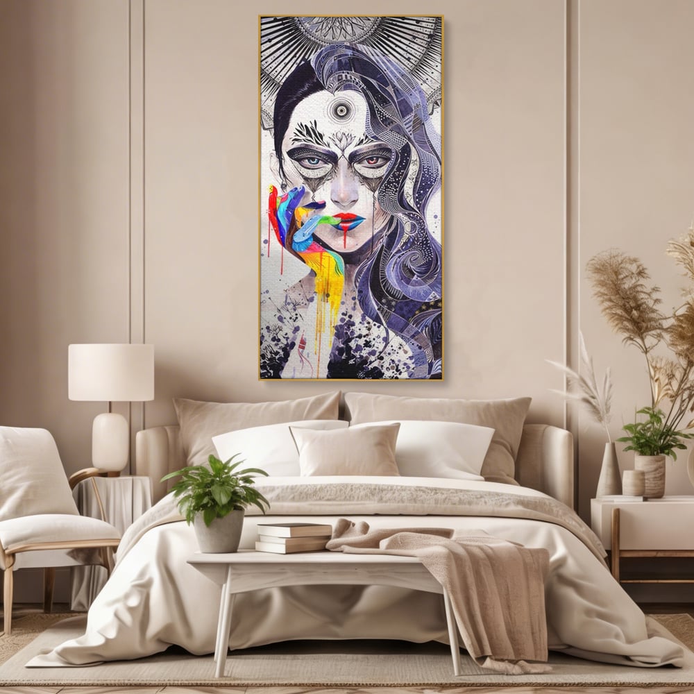 Tablou Canvas Premium LuxCanva® A1340, Minjae Lee , Living, Abstract, Colorat, Fata, Decorativ, Graffiti, Studio, Culori Vibrante