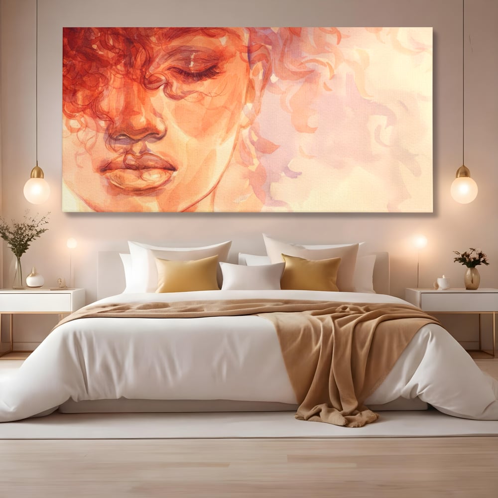 Tablou Canvas Premium LuxCanva® A1341, Woman Face , Living, Frumusete, Baby Doll, Buze, Culori Vibrante