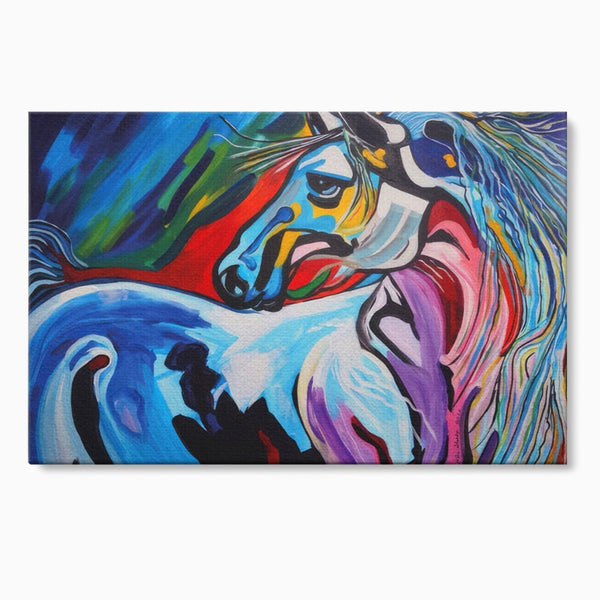 Tablou Canvas Premium LuxCanva® A1342, Colorful Horse , Living, Cal, Animal, Camera Copil, Multicolor, Culori Vibrante