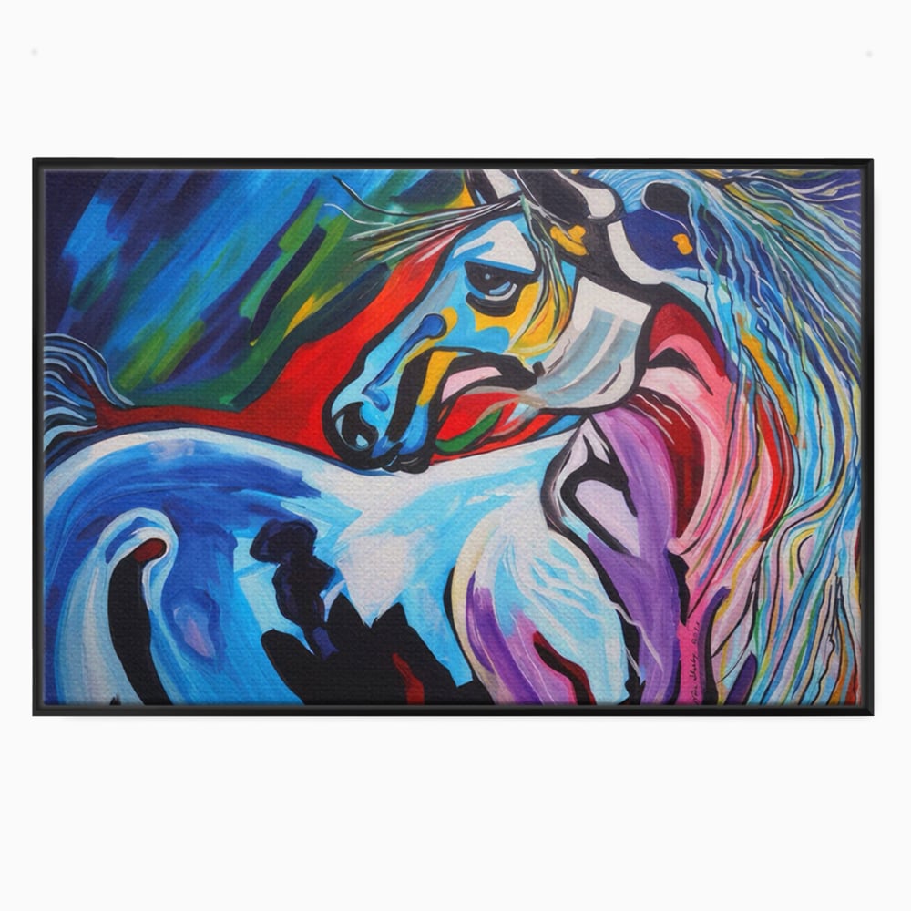 Tablou Canvas Premium LuxCanva® A1342, Colorful Horse , Living, Cal, Animal, Camera Copil, Multicolor, Culori Vibrante