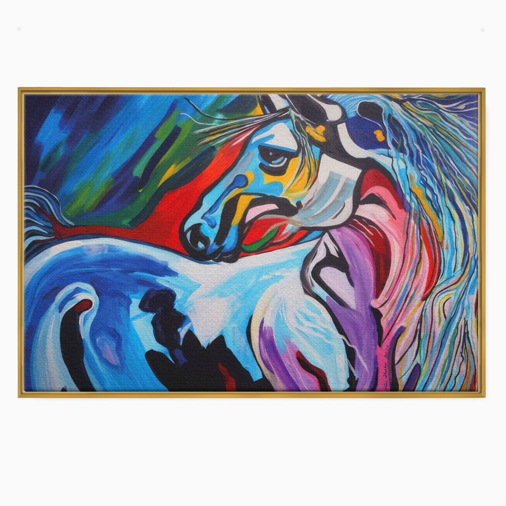 Tablou Canvas Premium LuxCanva® A1342, Colorful Horse , Living, Cal, Animal, Camera Copil, Multicolor, Culori Vibrante