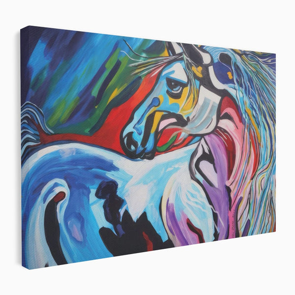 Tablou Canvas Premium LuxCanva® A1342, Colorful Horse , Living, Cal, Animal, Camera Copil, Multicolor, Culori Vibrante