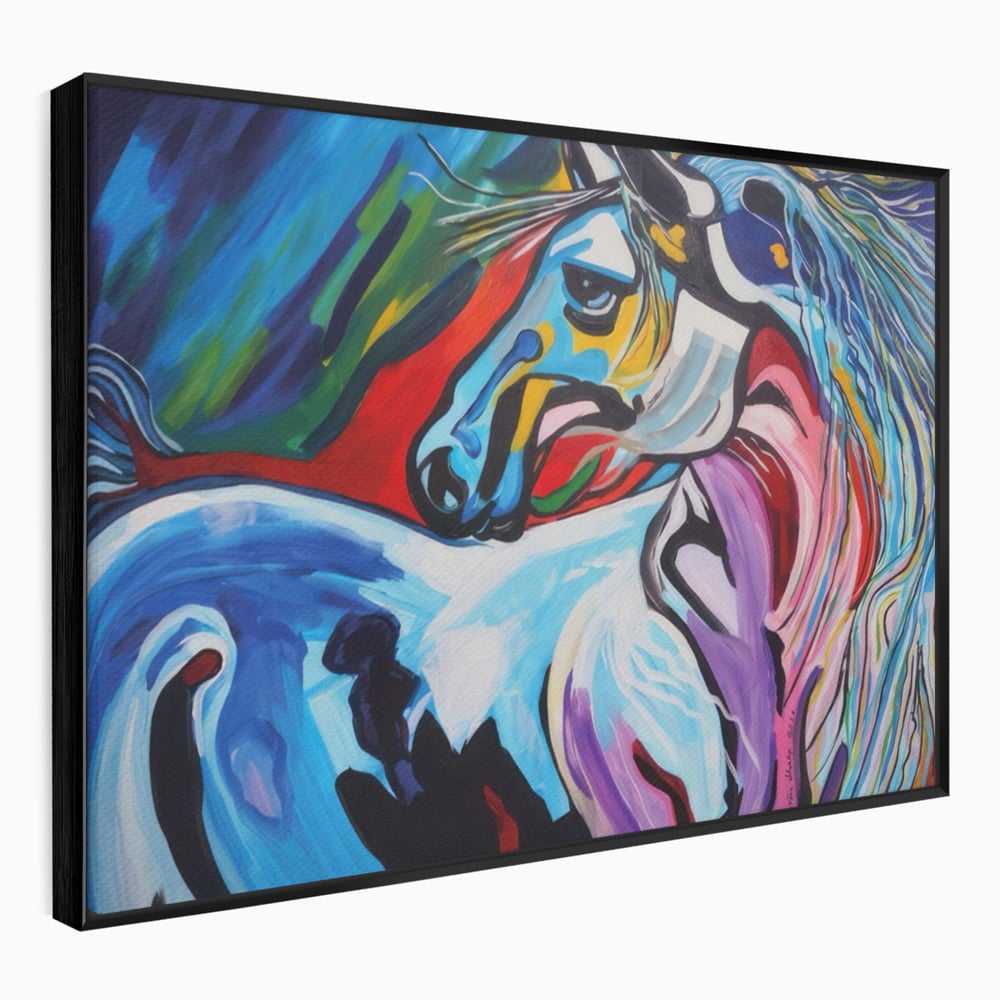 Tablou Canvas Premium LuxCanva® A1342, Colorful Horse , Living, Cal, Animal, Camera Copil, Multicolor, Culori Vibrante
