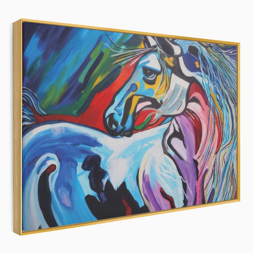 Tablou Canvas Premium LuxCanva® A1342, Colorful Horse , Living, Cal, Animal, Camera Copil, Multicolor, Culori Vibrante
