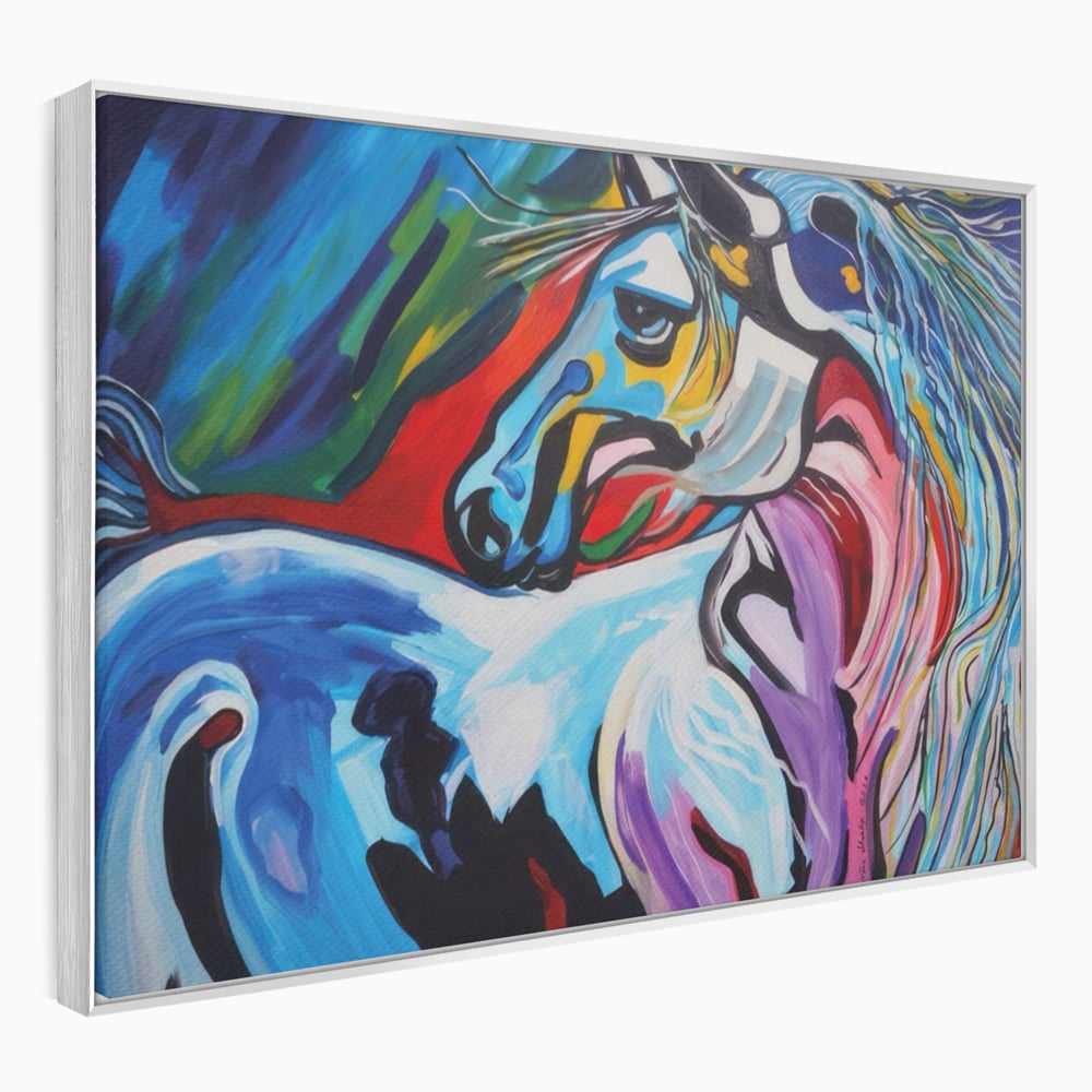 Tablou Canvas Premium LuxCanva® A1342, Colorful Horse , Living, Cal, Animal, Camera Copil, Multicolor, Culori Vibrante