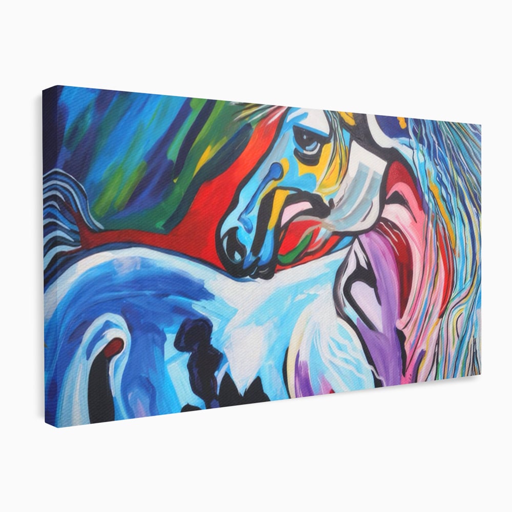 Tablou Canvas Premium LuxCanva® A1342, Colorful Horse , Living, Cal, Animal, Camera Copil, Multicolor, Culori Vibrante