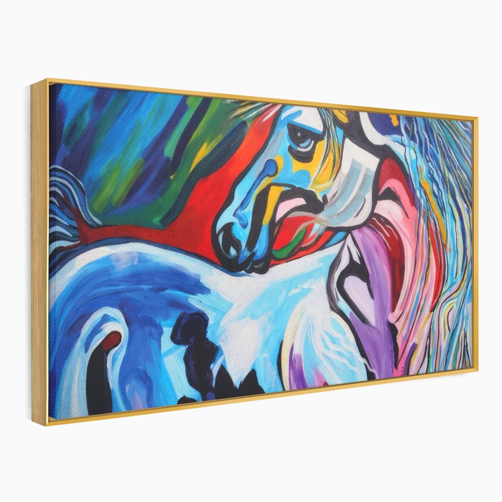 Tablou Canvas Premium LuxCanva® A1342, Colorful Horse , Living, Cal, Animal, Camera Copil, Multicolor, Culori Vibrante
