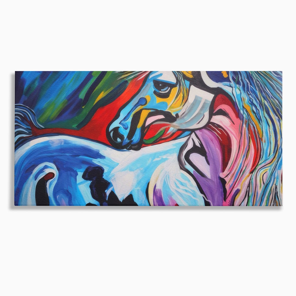Tablou Canvas Premium LuxCanva® A1342, Colorful Horse , Living, Cal, Animal, Camera Copil, Multicolor, Culori Vibrante