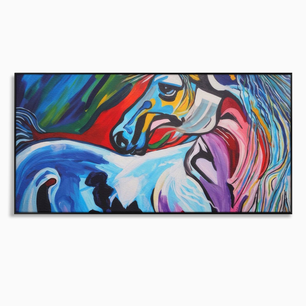 Tablou Canvas Premium LuxCanva® A1342, Colorful Horse , Living, Cal, Animal, Camera Copil, Multicolor, Culori Vibrante