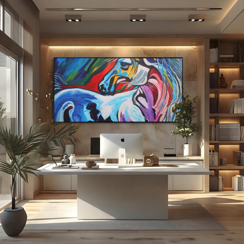 Tablou Canvas Premium LuxCanva® A1342, Colorful Horse , Living, Cal, Animal, Camera Copil, Multicolor, Culori Vibrante
