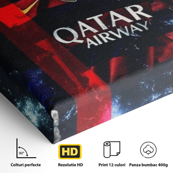 Tablou Canvas Premium LuxCanva® A1343, Messi Nr.10 ,  Living, Fotbalist, Balonul De Aur, Sportiv, Game Room, Culori Vibrante
