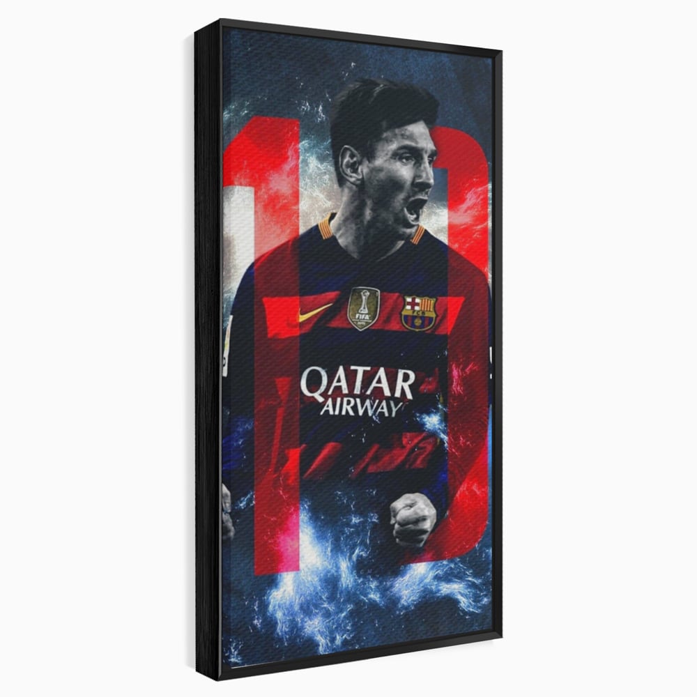 Leinwand Wandkunst Leinwand Wandkunst Premium LuxCanva® A1343, Messi Nr.10 , Wohnen, Fußballer, Ballon d'Or, Sportler, Spielzimmer, Lebendige Farben