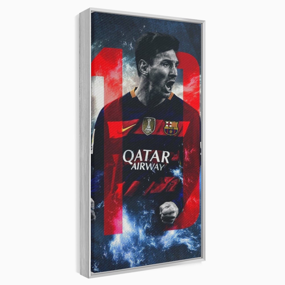 Leinwand Wandkunst Leinwand Wandkunst Premium LuxCanva® A1343, Messi Nr.10 , Wohnen, Fußballer, Ballon d'Or, Sportler, Spielzimmer, Lebendige Farben
