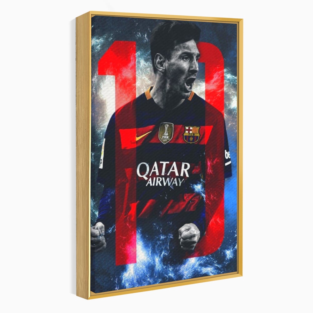 Leinwand Wandkunst Leinwand Wandkunst Premium LuxCanva® A1343, Messi Nr.10 , Wohnen, Fußballer, Ballon d'Or, Sportler, Spielzimmer, Lebendige Farben
