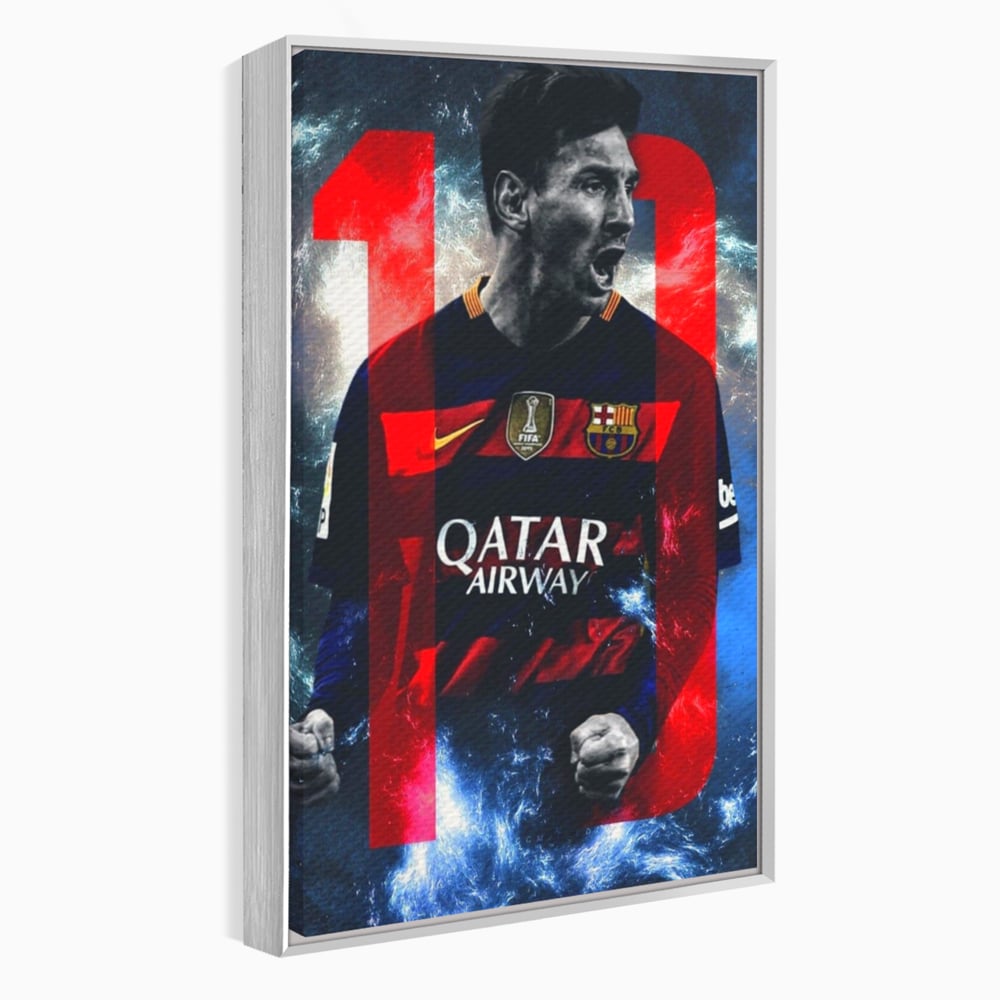 Leinwand Wandkunst Leinwand Wandkunst Premium LuxCanva® A1343, Messi Nr.10 , Wohnen, Fußballer, Ballon d'Or, Sportler, Spielzimmer, Lebendige Farben