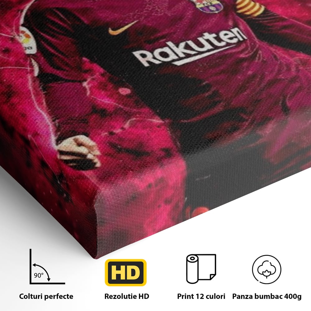 Leinwand-Wandbilder Leinwand-Wandbilder Premium LuxCanva® A1344, Lionel Messi , Bar, Legende, Goldener Ball, Sportler, Spielzimmer, Kräftige Farben