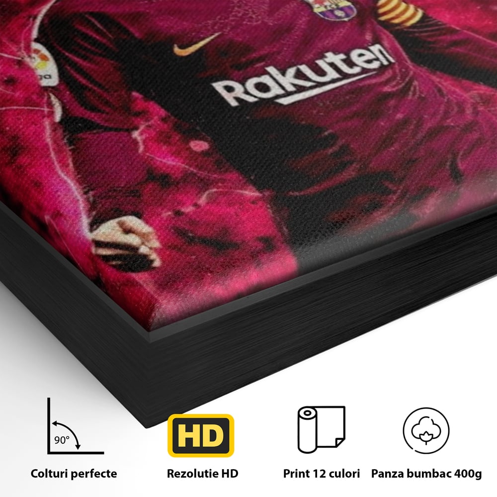 Leinwand-Wandbilder Leinwand-Wandbilder Premium LuxCanva® A1344, Lionel Messi , Bar, Legende, Goldener Ball, Sportler, Spielzimmer, Kräftige Farben