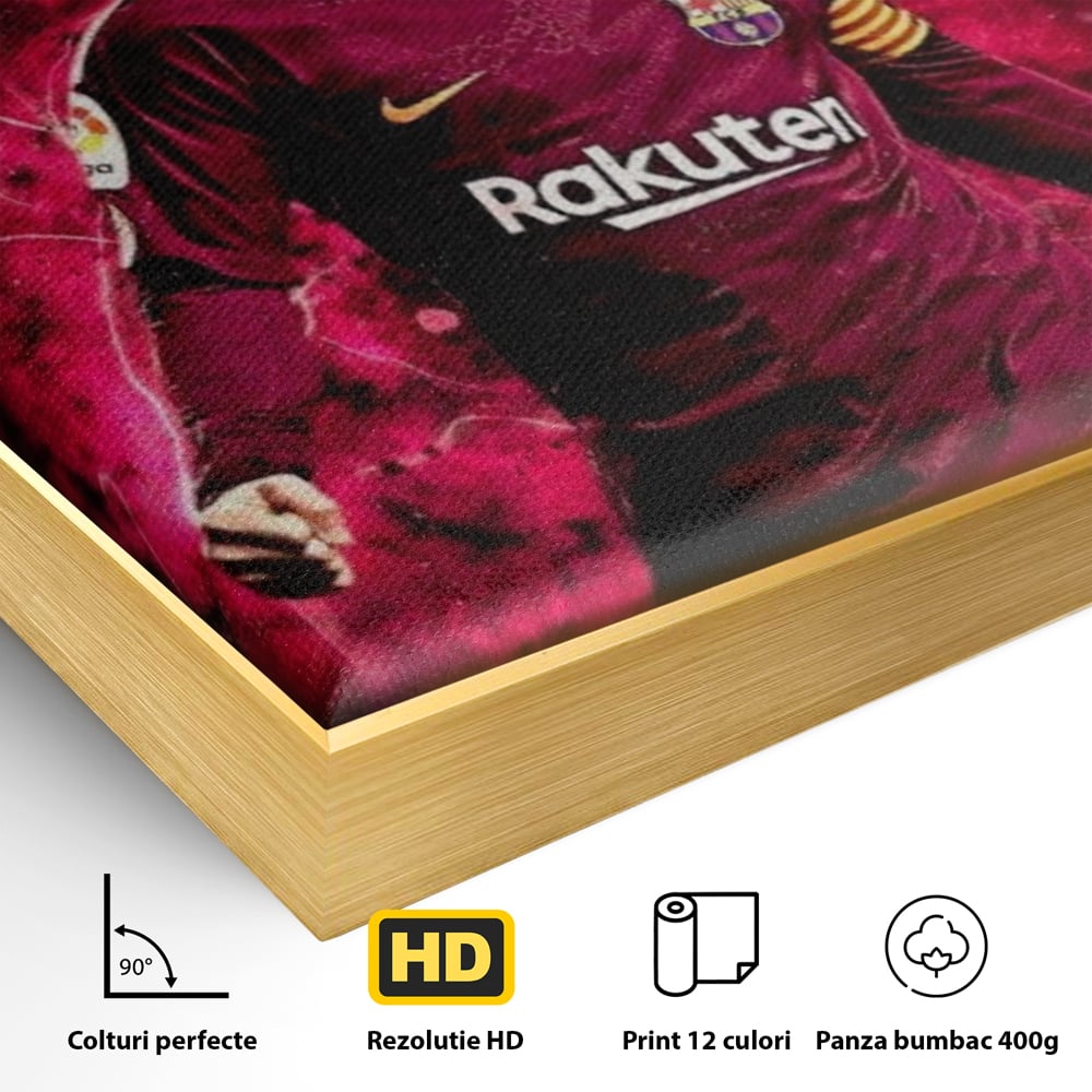 Leinwand-Wandbilder Leinwand-Wandbilder Premium LuxCanva® A1344, Lionel Messi , Bar, Legende, Goldener Ball, Sportler, Spielzimmer, Kräftige Farben