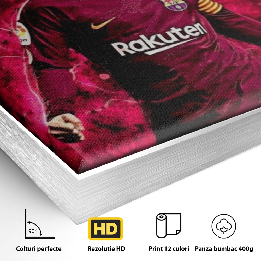 Leinwand-Wandbilder Leinwand-Wandbilder Premium LuxCanva® A1344, Lionel Messi , Bar, Legende, Goldener Ball, Sportler, Spielzimmer, Kräftige Farben