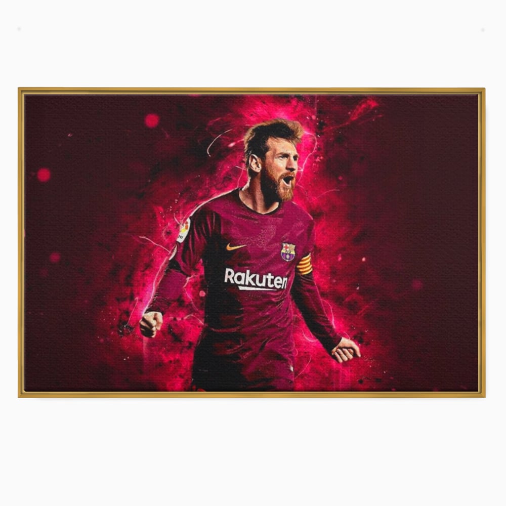 Leinwand-Wandbilder Leinwand-Wandbilder Premium LuxCanva® A1344, Lionel Messi , Bar, Legende, Goldener Ball, Sportler, Spielzimmer, Kräftige Farben