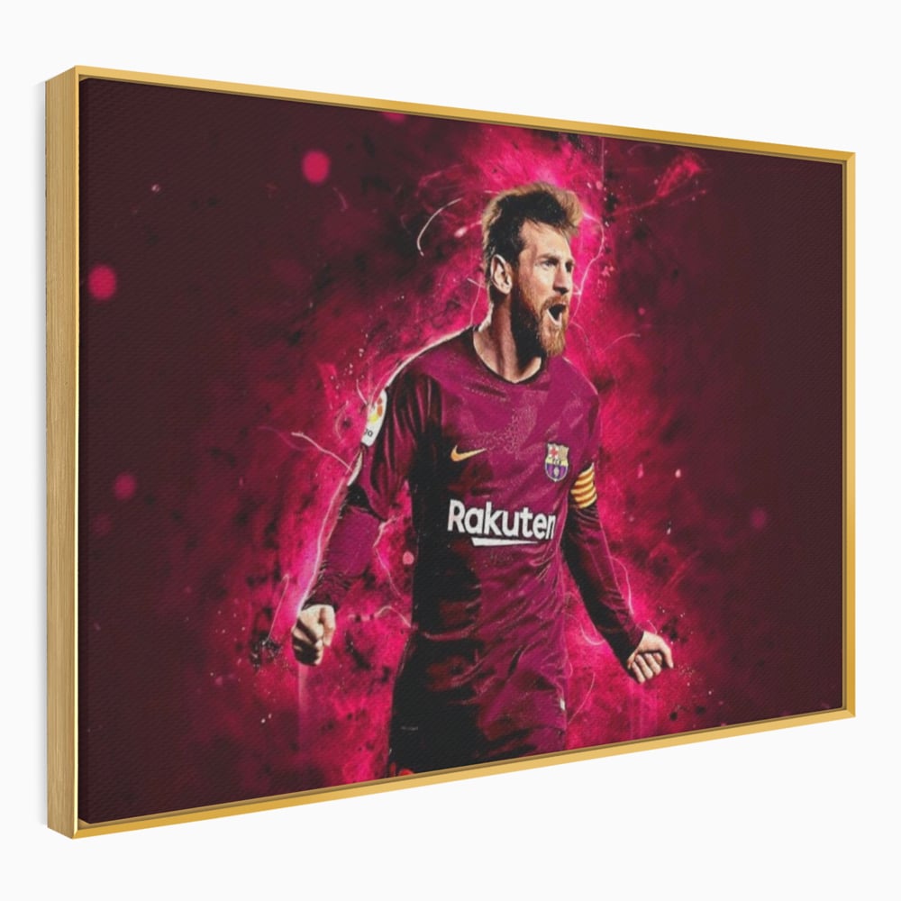 Leinwand-Wandbilder Leinwand-Wandbilder Premium LuxCanva® A1344, Lionel Messi , Bar, Legende, Goldener Ball, Sportler, Spielzimmer, Kräftige Farben