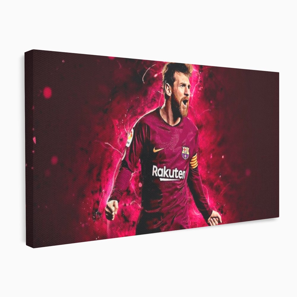 Leinwand-Wandbilder Leinwand-Wandbilder Premium LuxCanva® A1344, Lionel Messi , Bar, Legende, Goldener Ball, Sportler, Spielzimmer, Kräftige Farben