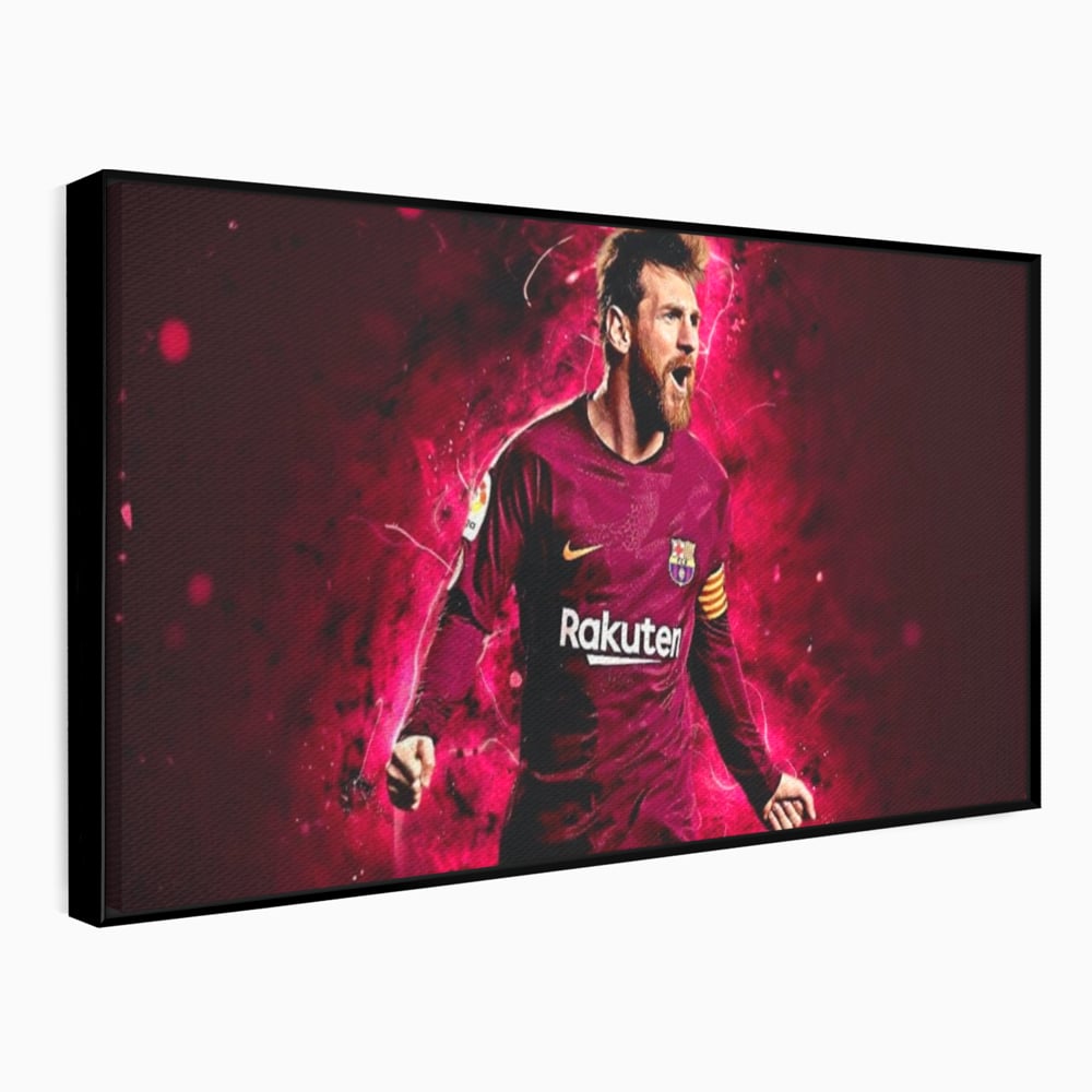 Leinwand-Wandbilder Leinwand-Wandbilder Premium LuxCanva® A1344, Lionel Messi , Bar, Legende, Goldener Ball, Sportler, Spielzimmer, Kräftige Farben
