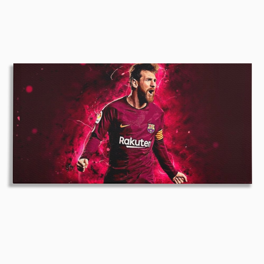Leinwand-Wandbilder Leinwand-Wandbilder Premium LuxCanva® A1344, Lionel Messi , Bar, Legende, Goldener Ball, Sportler, Spielzimmer, Kräftige Farben