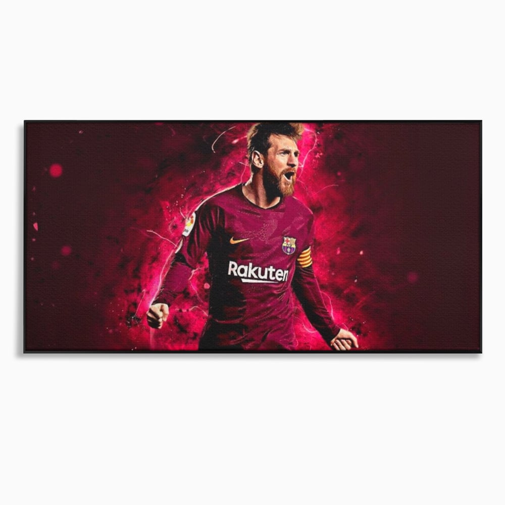 Leinwand-Wandbilder Leinwand-Wandbilder Premium LuxCanva® A1344, Lionel Messi , Bar, Legende, Goldener Ball, Sportler, Spielzimmer, Kräftige Farben