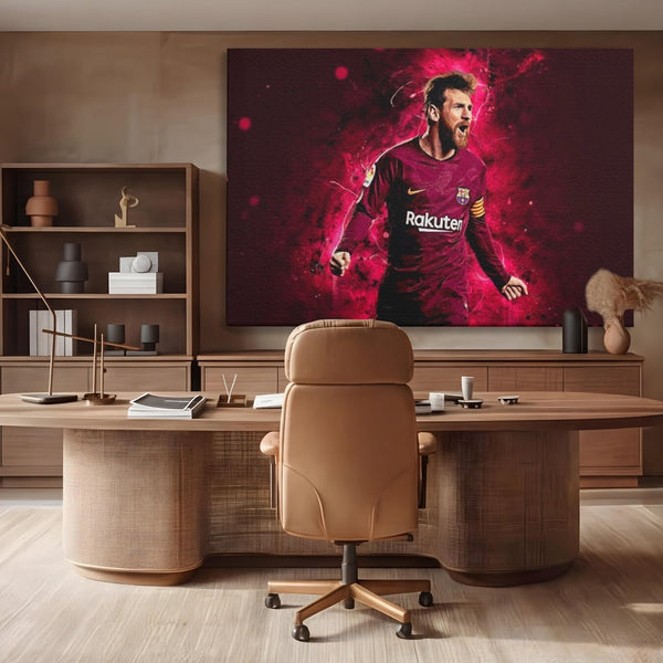 Tablou Canvas Premium LuxCanva® A1344, Lionel Messi , Bar, Legenda, Balonul De Aur, Sportiv, Game Room, Culori Vibrante