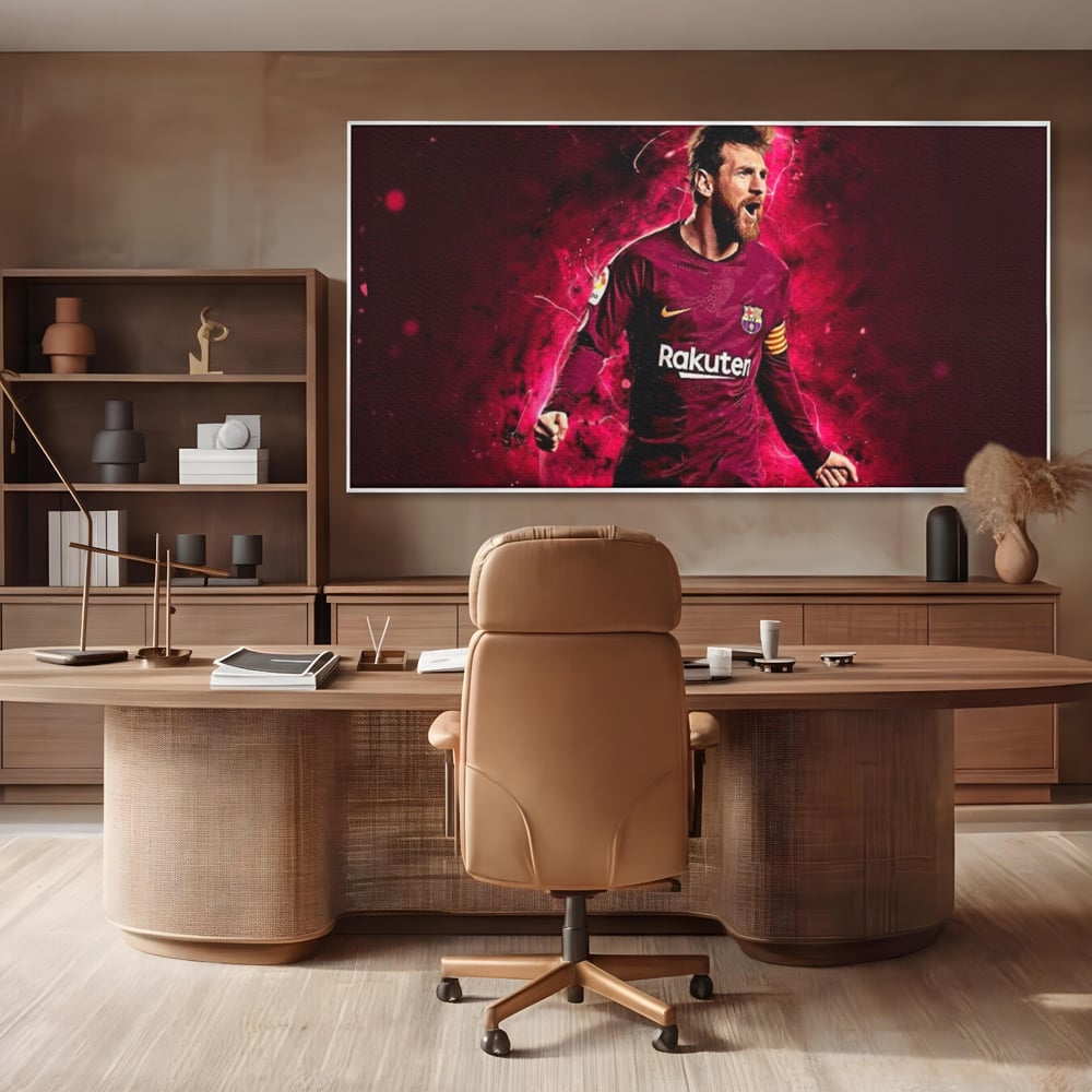 Leinwand-Wandbilder Leinwand-Wandbilder Premium LuxCanva® A1344, Lionel Messi , Bar, Legende, Goldener Ball, Sportler, Spielzimmer, Kräftige Farben