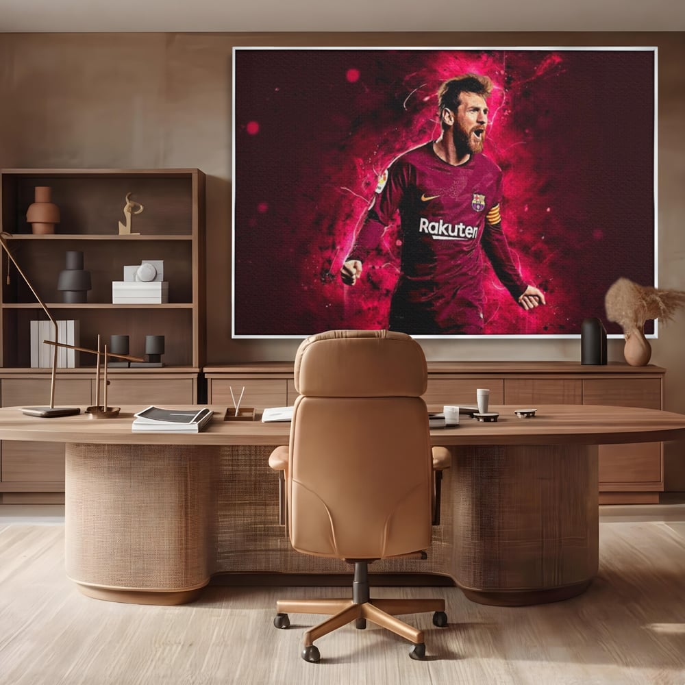 Leinwand-Wandbilder Leinwand-Wandbilder Premium LuxCanva® A1344, Lionel Messi , Bar, Legende, Goldener Ball, Sportler, Spielzimmer, Kräftige Farben