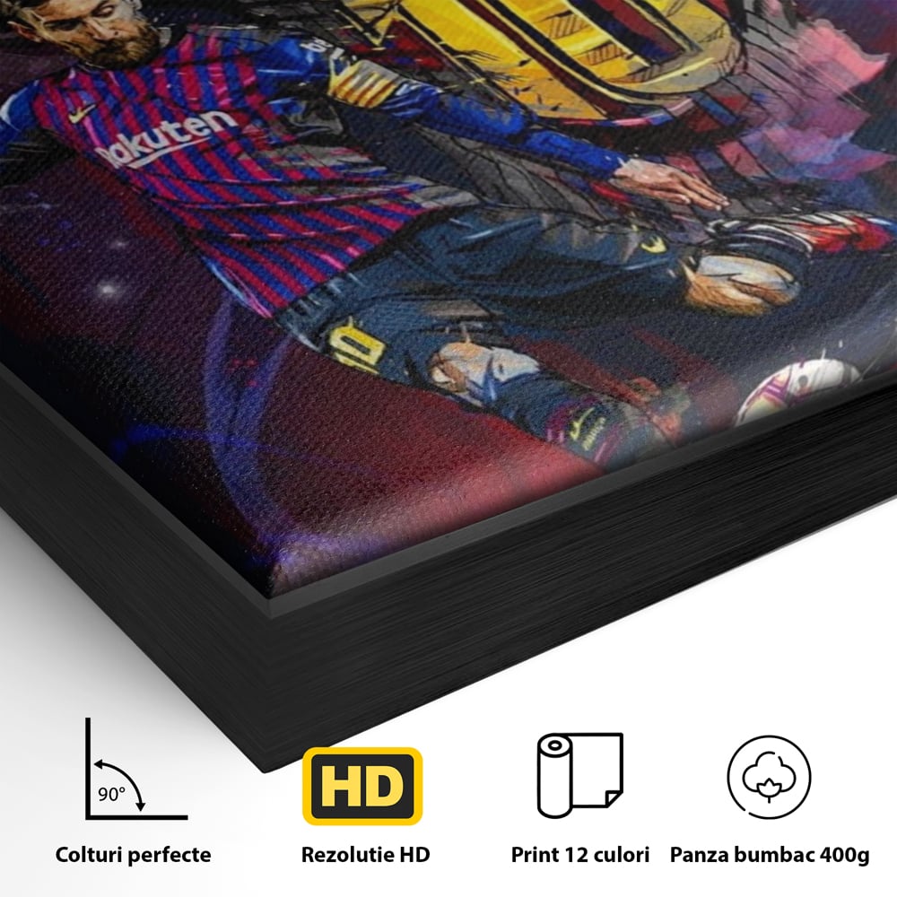 Fotoleinwand Leinwand Premium LuxCanva® A1345, Lionel Messi , Goldener Ball, Fußballer, Legende, Spielzimmer, leuchtende Farben
