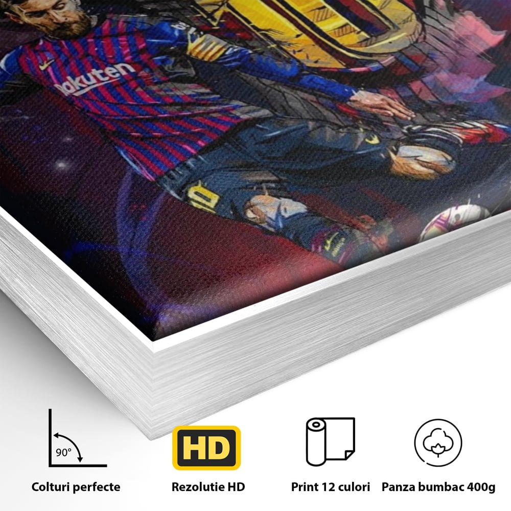 Fotoleinwand Leinwand Premium LuxCanva® A1345, Lionel Messi , Goldener Ball, Fußballer, Legende, Spielzimmer, leuchtende Farben