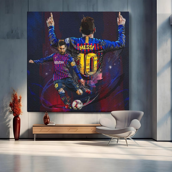 Tablou Canvas Premium LuxCanva® A1345, Lionel Messi ,  Balon De Aur, Fotbalist, Legenda, Game Room, Culori Vibrante