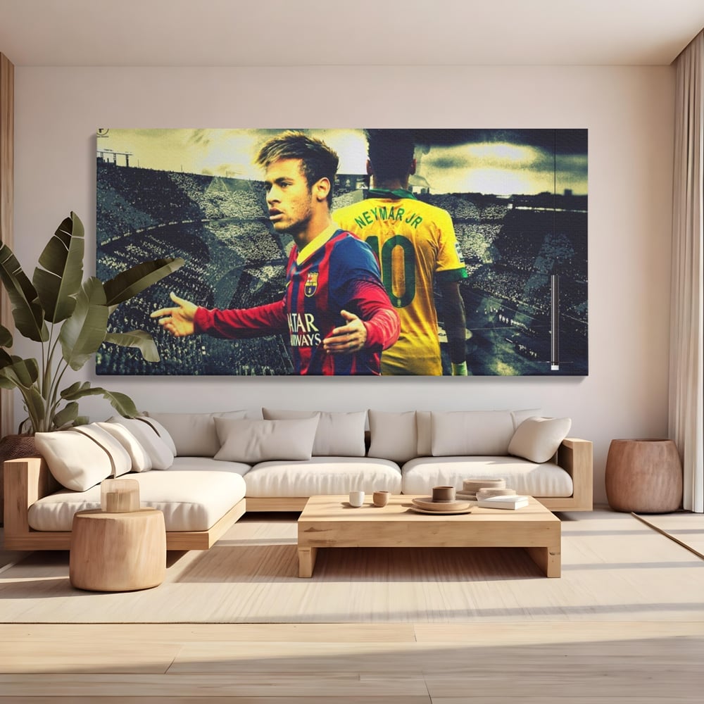 Leinwandbilder Premium LuxCanva® A1346, Neymar Jr , Silva Júnior Santos, Fußballer, Mittelfeldspieler, Brasilien, Spielzimmer, kräftige Farben